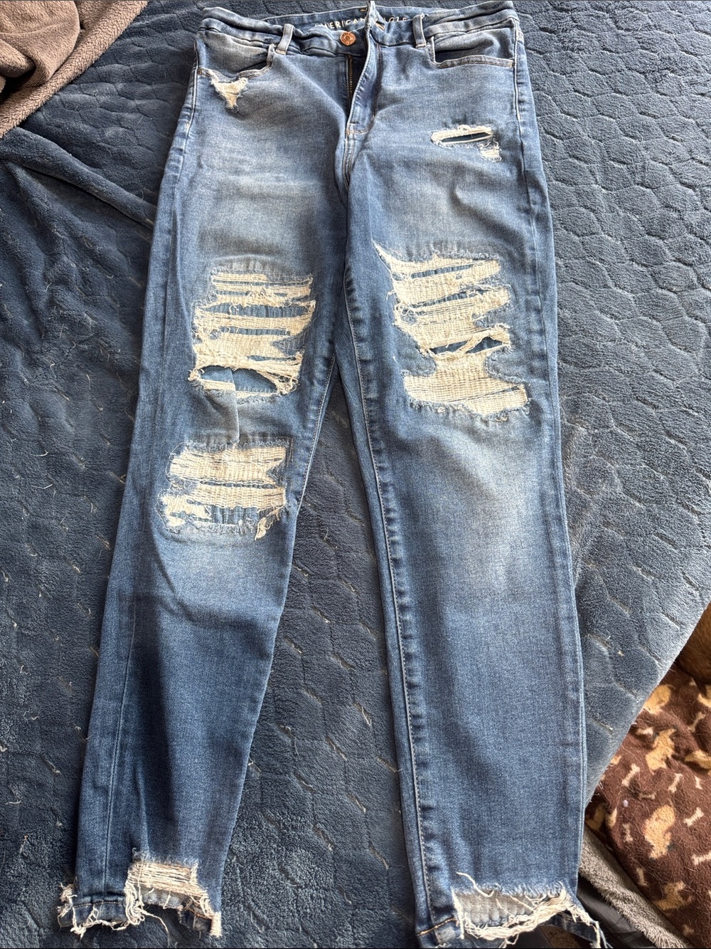 American Eagle Outfitters Distressed Light Blue Skinny Jeans
